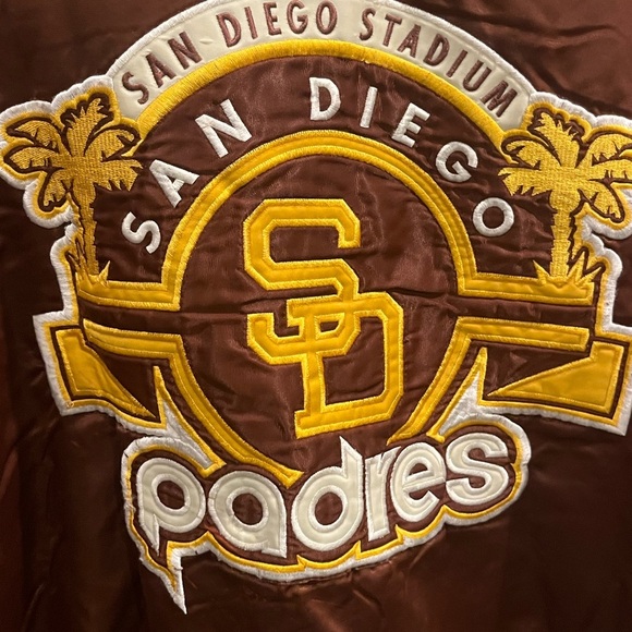 Rare Vintage San Diego PADRES MLB Cooperstown G-III Carl Banks Satin Jacket - Picture 7 of 17